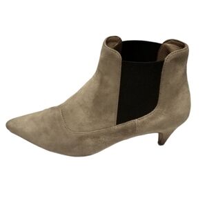 J.crew chelsea Suede Brown Tan Leather pointed Toes kitten heel boots size 6